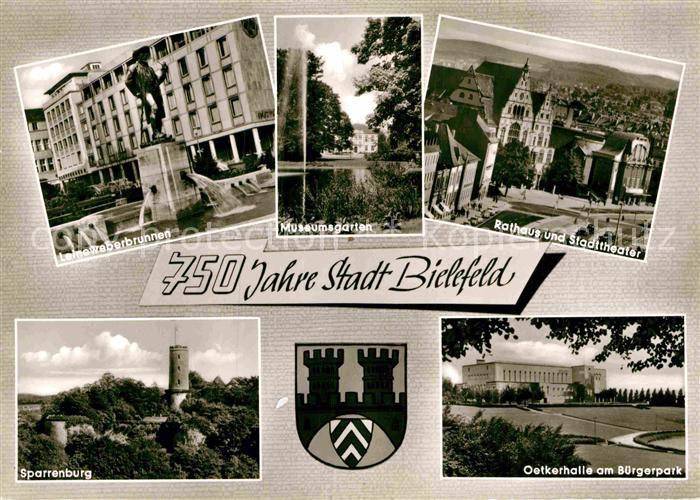 BIELEFELD  CITY Leineweberbrunnen Museumsgarten Sparrenburg Oetkerhalle am Buerg