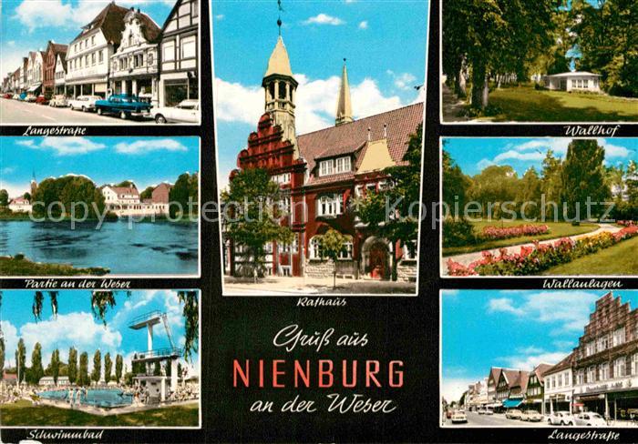 Nienburg Weser Langestrasse Wallhof Wallanlagen Schwimmbad Weserpartie Rathaus