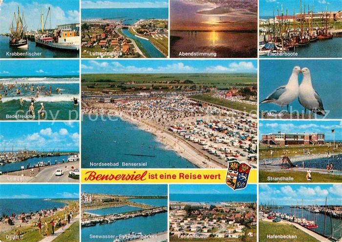 Bensersiel Krabbenfischer Fliegeraufnahme Hafen Strand Ferienhaeuser