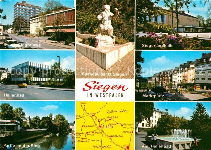 Siegen Westfalen Siegerlandhalle Marktplatz Hallenbad Siegbruecke Siegpartei