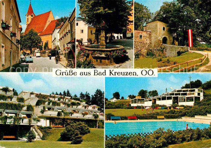 Bad Kreuzen Kirchenplatz Alter Brunnen Burg-Kreuzen Kurhaus Freibad