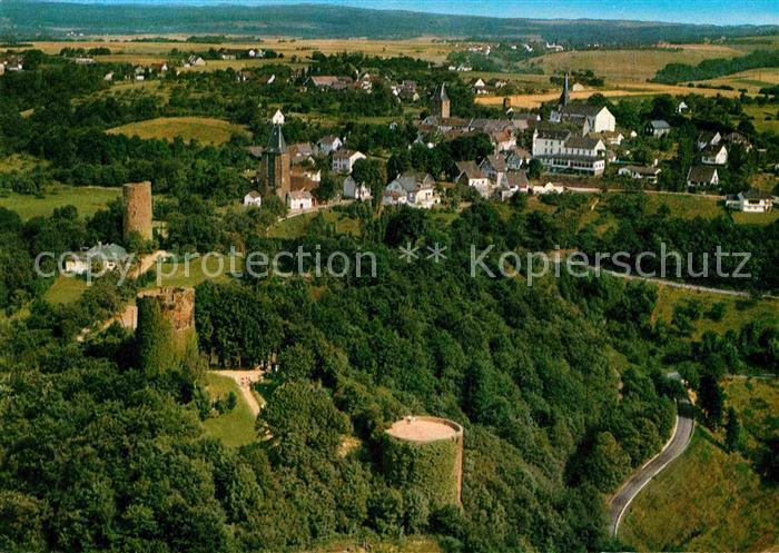 Blankenberg Sieg Fliegeraufnahme Burgruinen