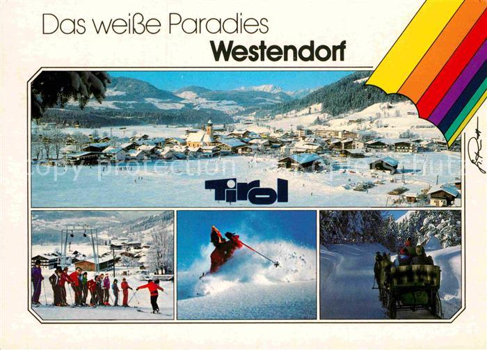 Westendorf Tirol Skigebiet Fliegeraufnahme Pferdeschlitten