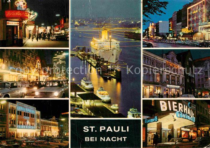 St Pauli bei Nacht und Hafen