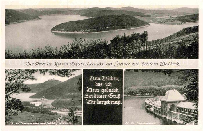 Edersee Panorama mit Schloss Waldeck Sperrmauer Poesie