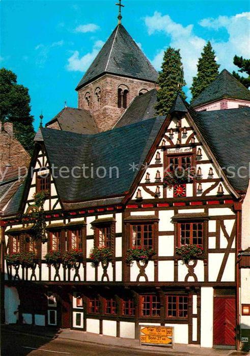 Altenahr Gasthaus Schaeferkarre Fachwerkhaus Kirchturm