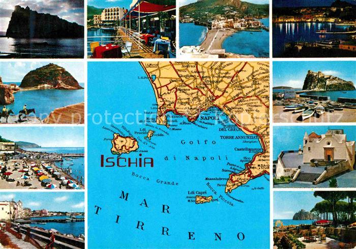 Ischia Landkarte Kuestenstaedte Hafen Felsen Insel Strand
