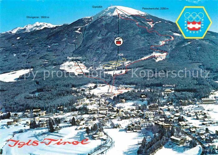 Igls Tirol Winterpanorama mit Patscherkofel Fliegeraufnahme