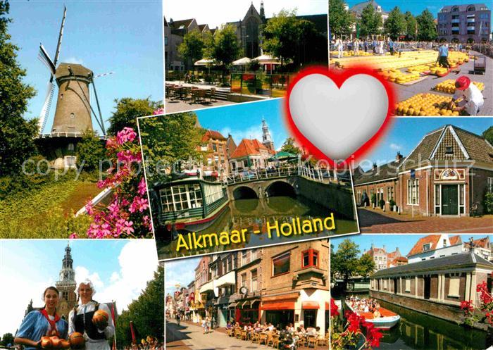 Alkmaar Windmuehle Gracht Kaesemarkt Teilansichten Herz