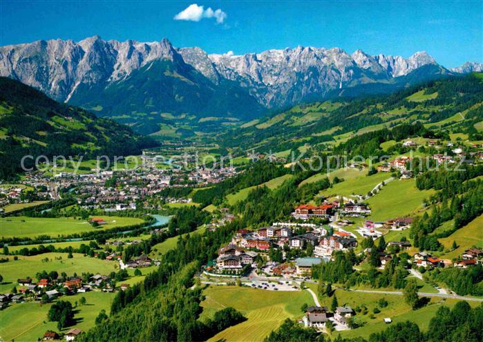 St Johann Pongau Gesamtansicht mit Alpenpanorama Fliegeraufnahme