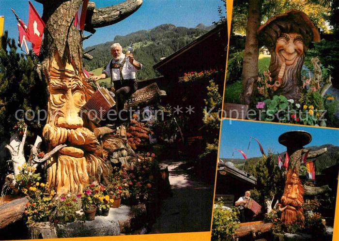 Ramsau Zillertal Der Wurzenmax und seine Mander Alte Muehle Holzschnitzerei