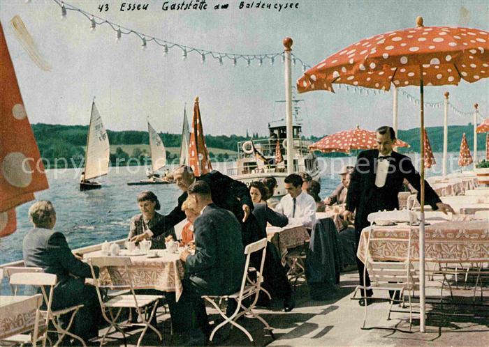 Essen Ruhr Gaststaette Terrasse am Baldeneysee Ausflugsboot Segeln