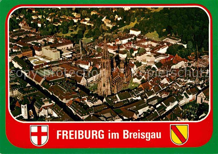 Freiburg Breisgau Stadtzentrum mit Muenster Fliegeraufnahme