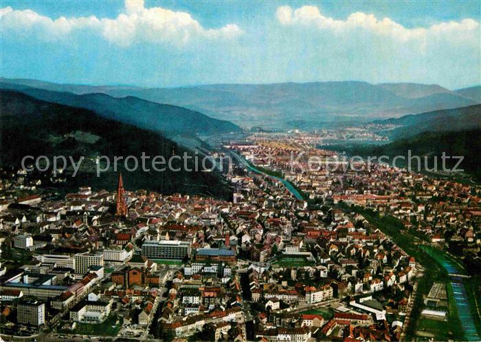 Freiburg Breisgau Stadtpanorama Dreisam Fliegeraufnahme