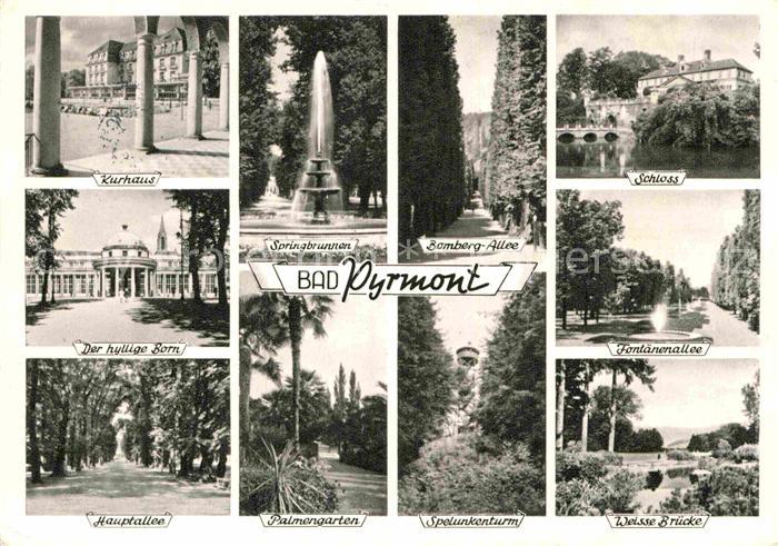 Bad Pyrmont Kurhaus Springbrunnen Bombergallee Schloss Fontaenenallee Weisse Bru