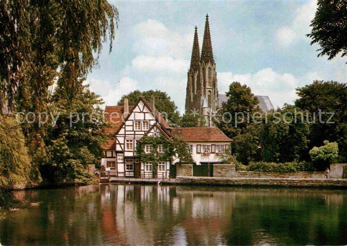 Soest Arnsberg Muehle am grossen Teich mit Wiesenkirche