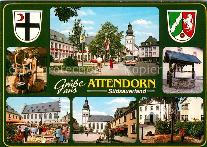 Attendorn Markt Kirche Brunnen