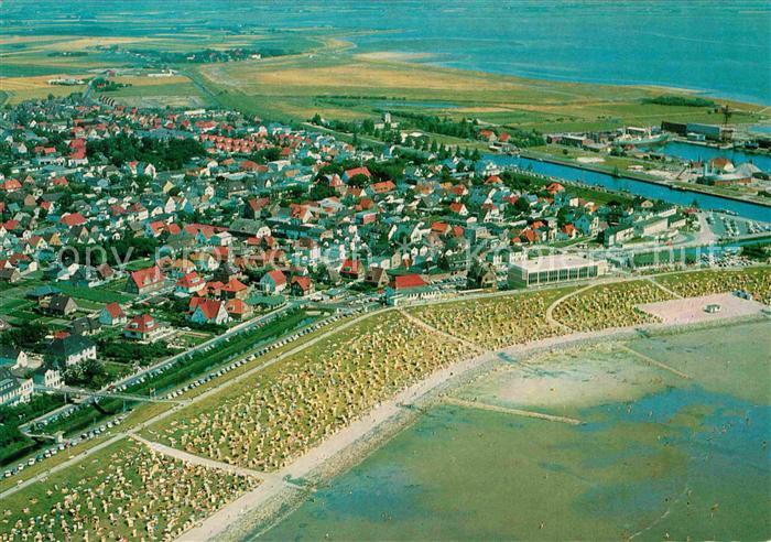 Buesum Nordseebad Fliegeraufnahme mit Korbstrand