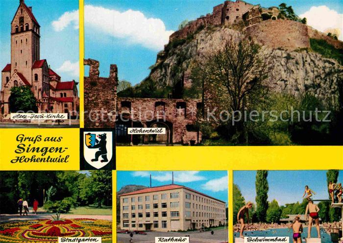 Singen Hohentwiel Freibad Kirche Stadtgarten Burg Hohentwiel
