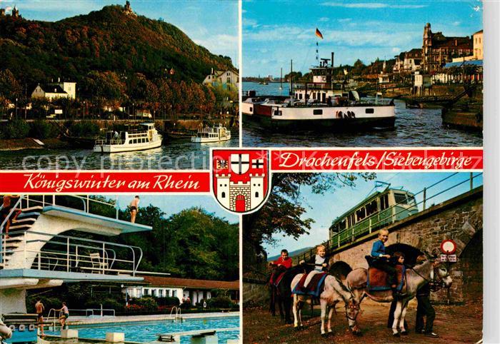 Koenigswinter Freibad Rheinpartie Drachenfels Kinder mit Ponys