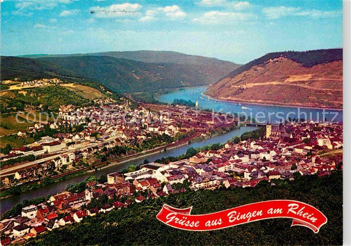 Bingen Rhein Fliegeraufnahme mit Bingerbrueck und Nahe-Muendung