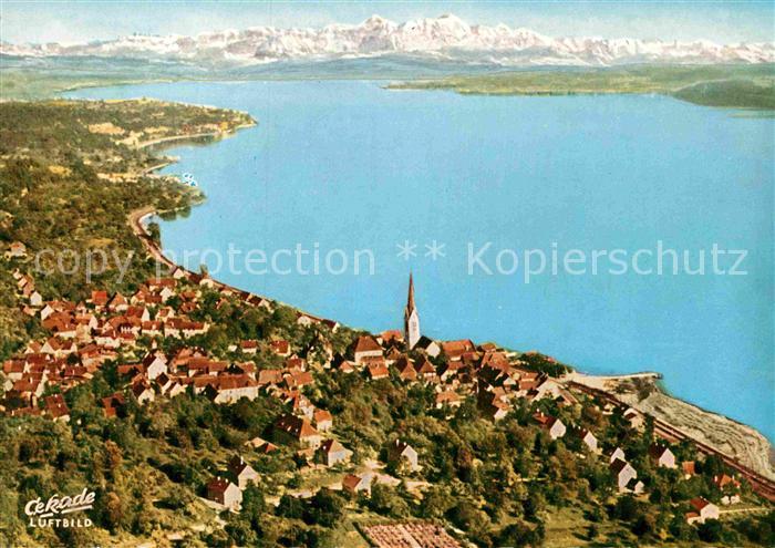 Sipplingen Fliegeraufnahme Bodensee und Alpen