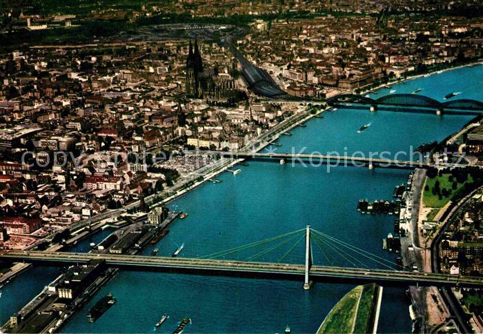 Koeln Rhein Fliegeraufnahme Rheinpartie mit Bruecken