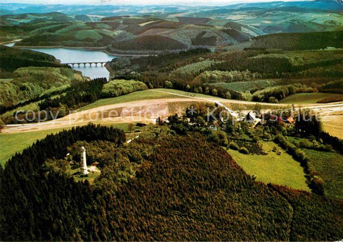 Versetalsperre Fliegeraufnahme mit Homert Aussichtsturm