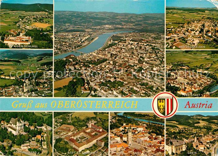 Linz Donau Fliegeraufnahme Donaupartie Bad-Leonfelden Grein Enns Postlingberg
A