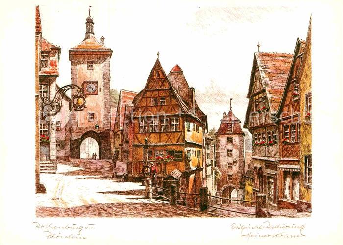 Rothenburg Tauber Kuenstlerkarte Ploenlein Heiner Krasser