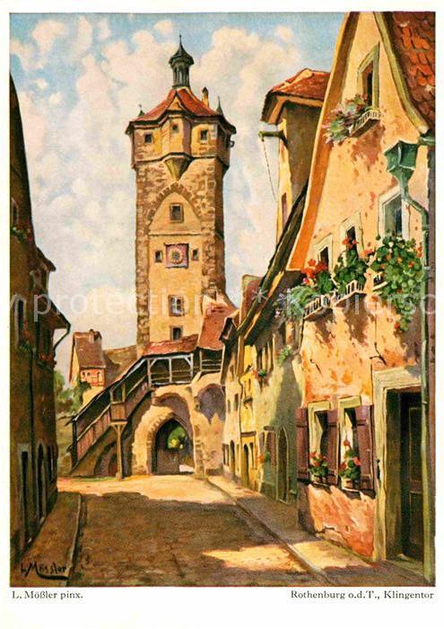Rothenburg Tauber Klingentor Kuenstlerkarte L. Moessler
