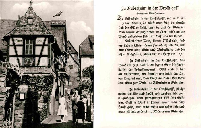 Gedicht auf AK Zu Rüdesheim in der Drosselgass Otto Ha