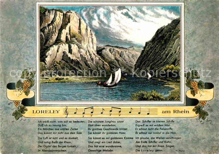 Liederkarte Loreley am Rhein