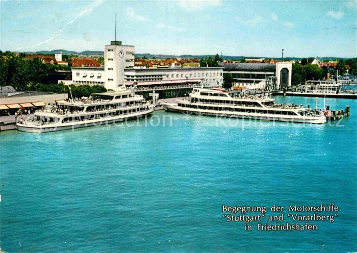 Motorschiffe Stuttgart Vorarlberg Friedrichshafen Bodensee Hafenbahnhof