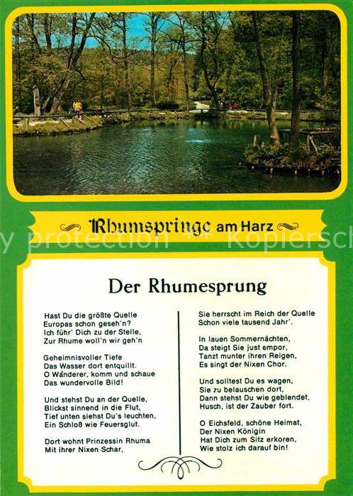 Gedicht auf AK Der Rhumesprung Rhumspringe am Harz