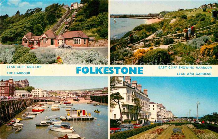 Folkestone Leas Cliff and Lift The Harbour East Cliff Showing Harbour Leas and G
