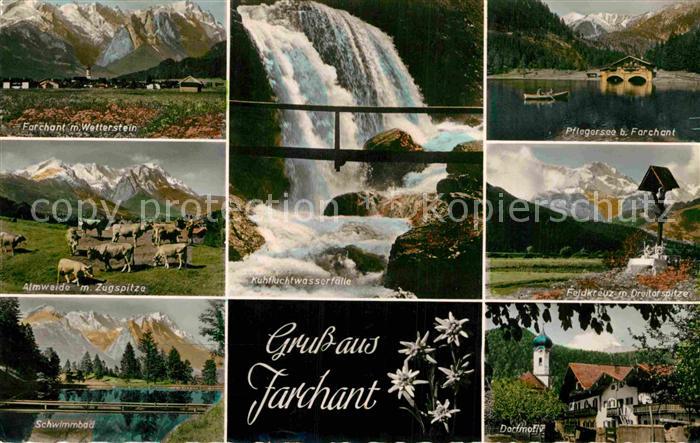 Farchant mit Wetterstein Almweide Zugspitze Kuhfluchtwasserfaelle Pflegersee Fel