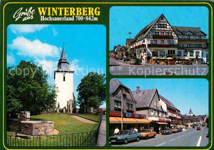 Winterberg Hochsauerland Kirche Gasthof Strassenpartie