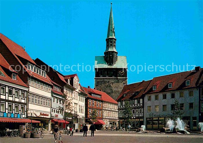 Osterode Harz Fussgaengerzone Kornmarkt mit Marktkirche