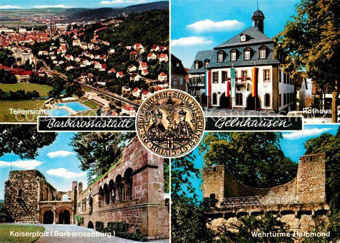 Gelnhausen Panorama Rathaus Kaiserpfalz Barbarossaburg Wehrtuerme Halbmond
