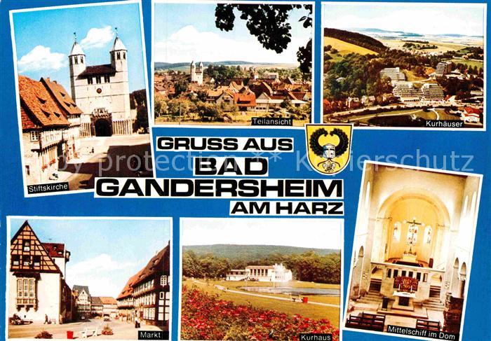 Bad Gandersheim Stiftskirche Teilansicht Kurhaeuser Markt Kurhaus Mittelschiff i