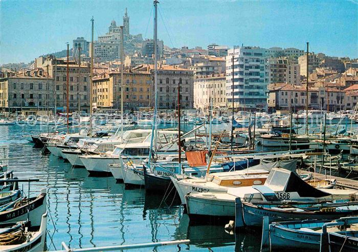 Marseilles Le vieux port et Notre ame de la Garde