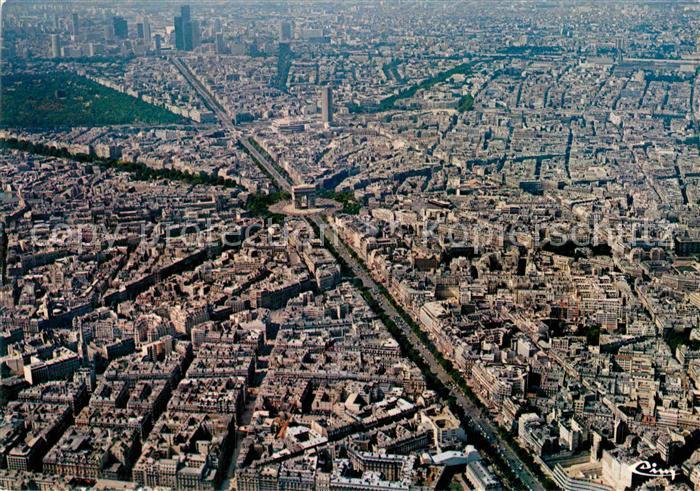 Paris Champs Elysees Arc de Triomphe Vue aerienne