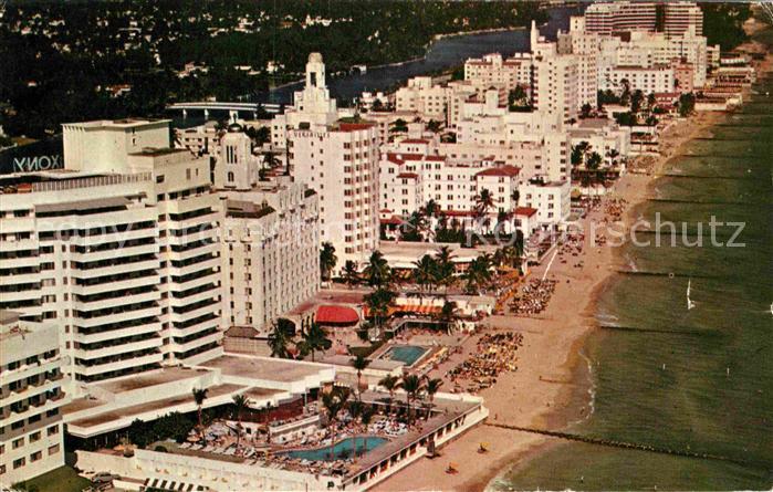 Miami Beach Fliegeraufnahme Hotel Row along golden Sands