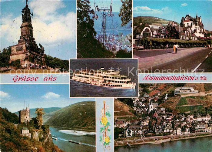 Assmannshausen Niederwald-Denkmal Seilbahn Hotel-Krone Burg-Rheinstein