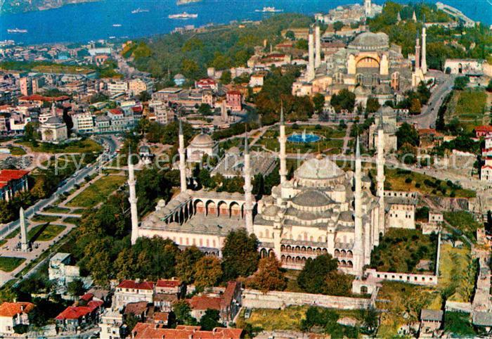 Istanbul Constantinopel Fliegeraufnahme Sultan Ahmet Camii ve Aya Sofya Muezesi
