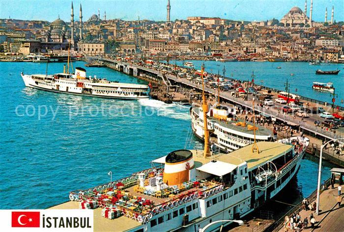 Istanbul Constantinopel Suleymaniyeye dogru Hafen Galata Bruecke