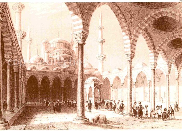 Istanbul Constantinopel Mosquee de Sultan Ahmed Mosquee Bleue um 1838