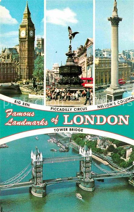 London Big Ben Piccadilly Circus Nelsons Column Tower Bridge