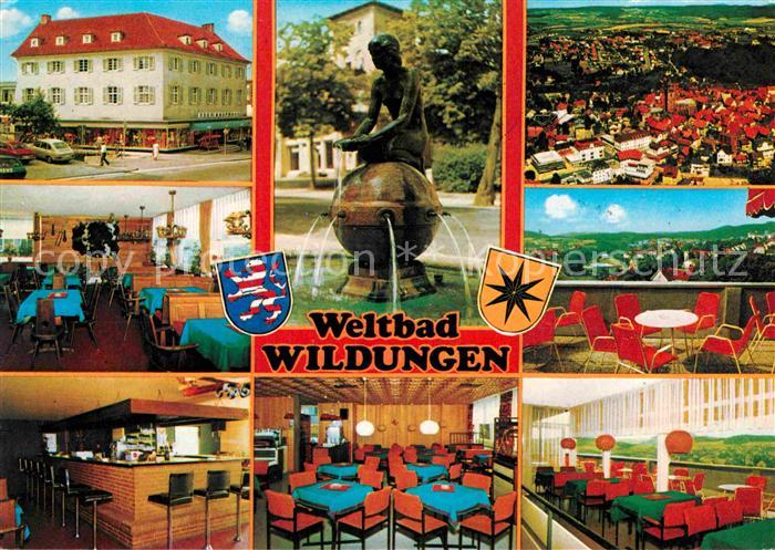 Bad Wildungen Eder Cafe Restaurant Gastraeume Bar Skulptur Brunnen Panorama